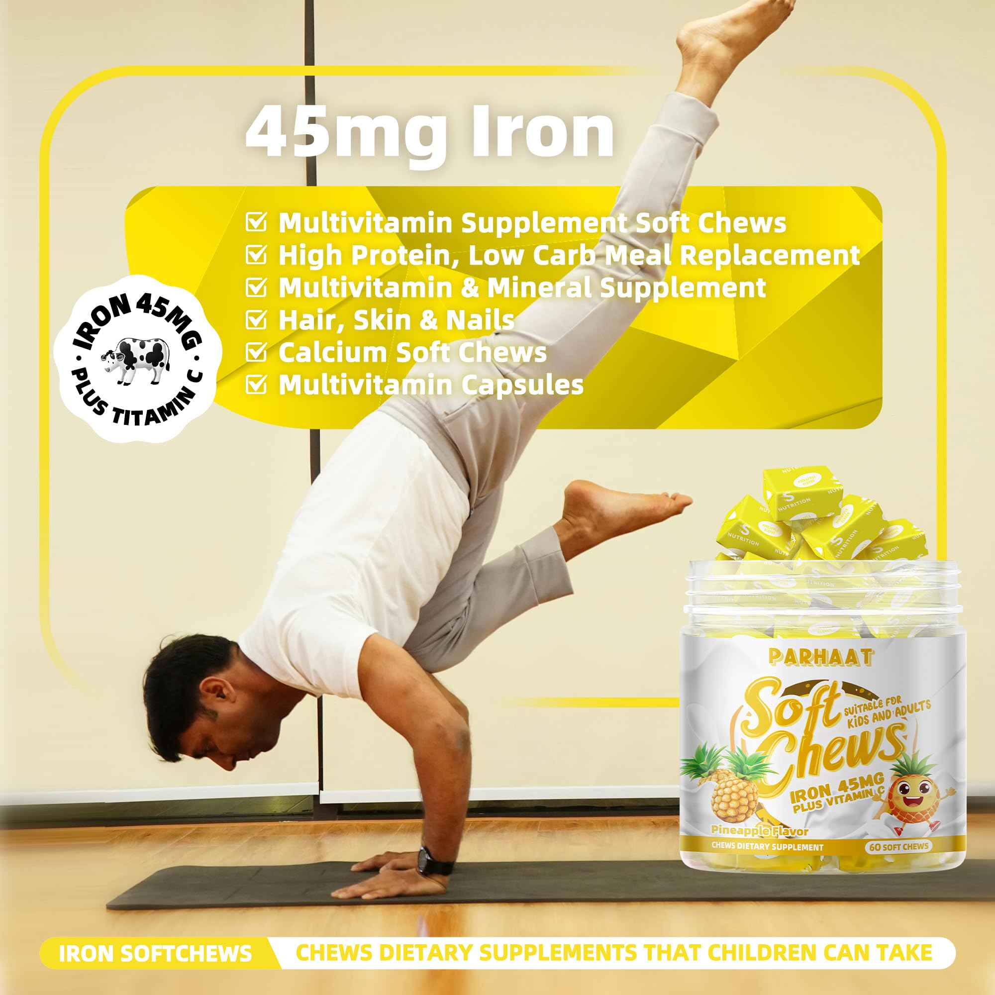 Parhaat Iron Soft Chews adaptées à la routine familiale quotidienne.