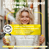 Parhaat Iron Soft Chews avec vitamine C pour absorption potentielle.