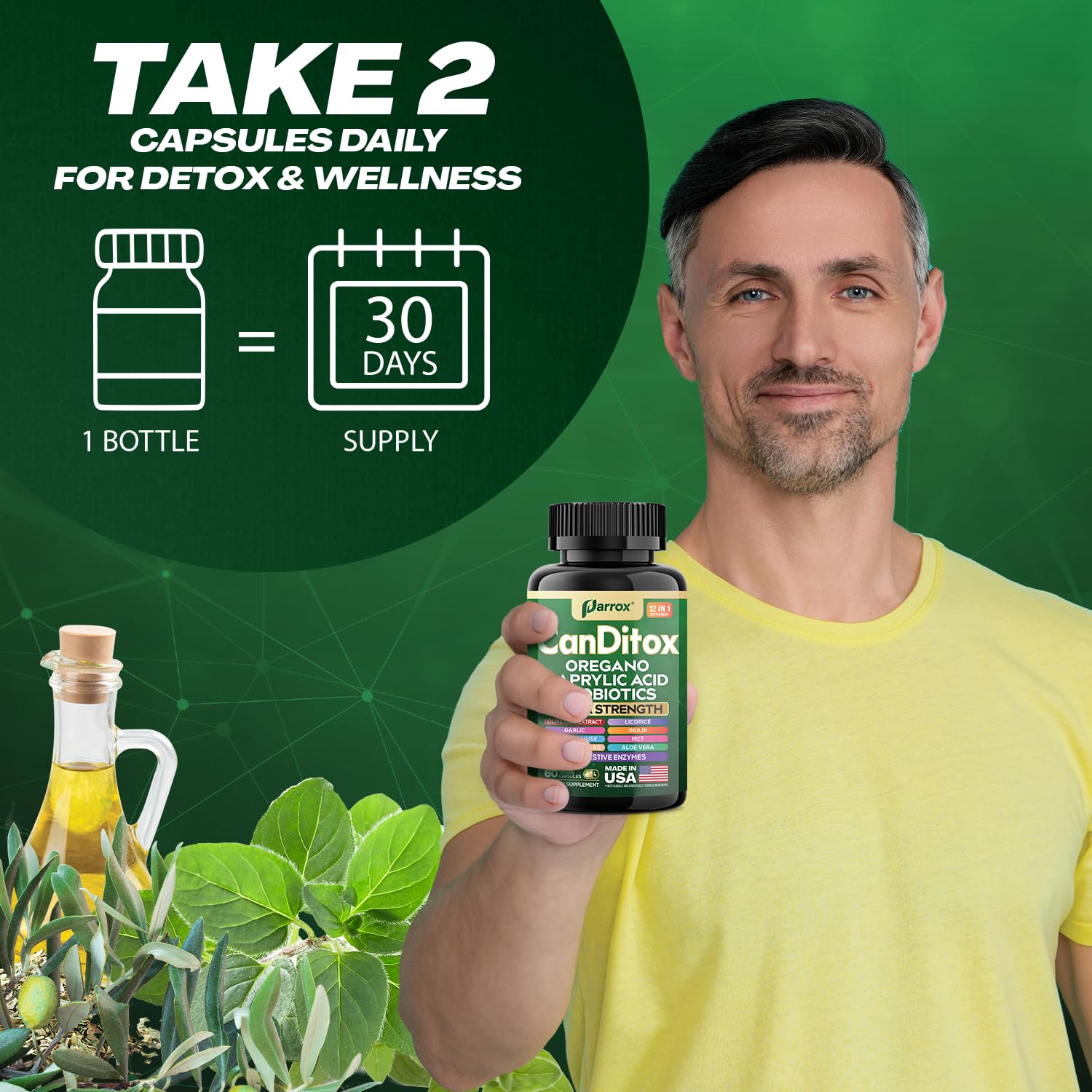 Parrox CanDitox: bromélaïne et lipase, enzymes digestifs pratiques en capsule.