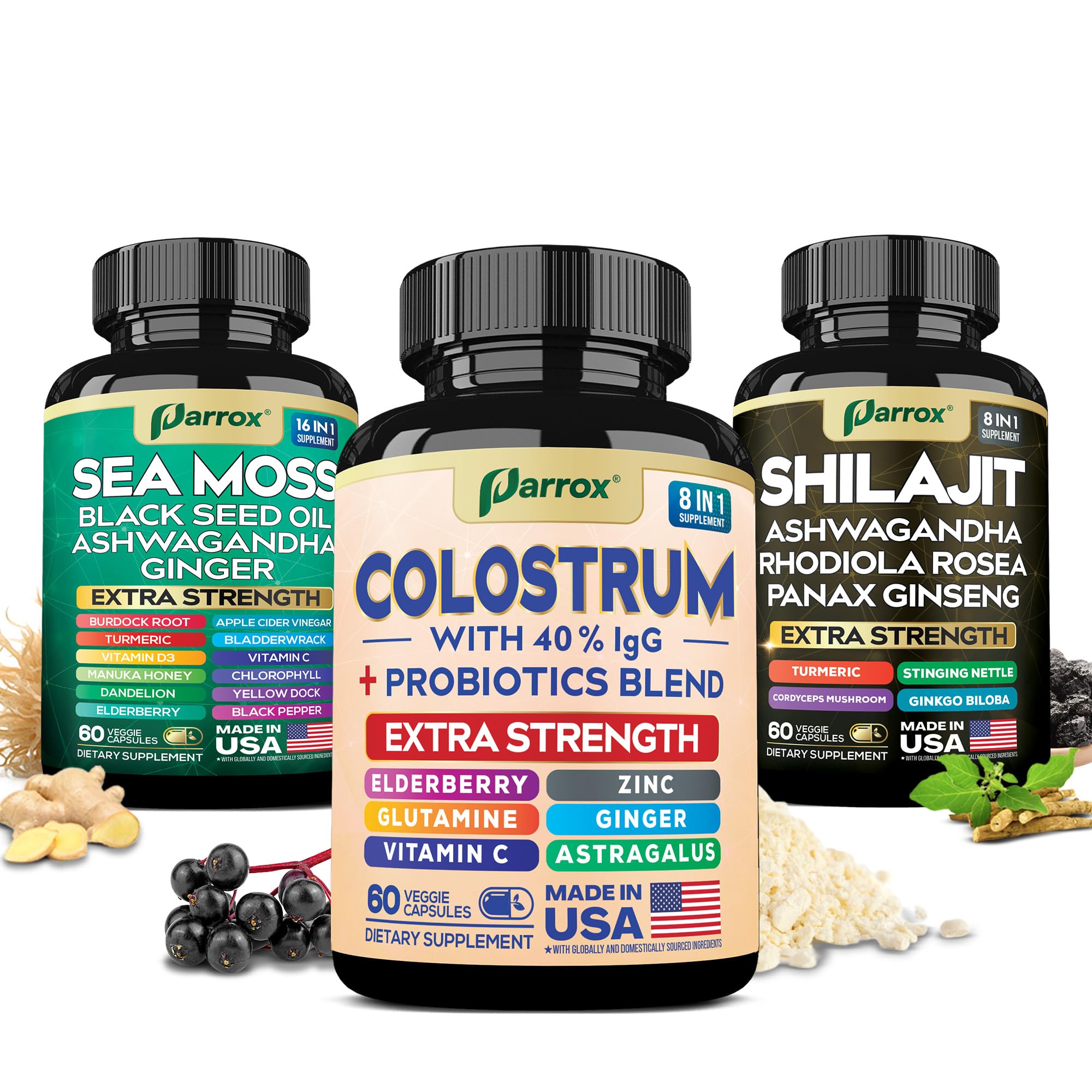 Parrox Complete Vitality Trio – bouteille Sea Moss pour énergie naturelle et équilibre quotidien.