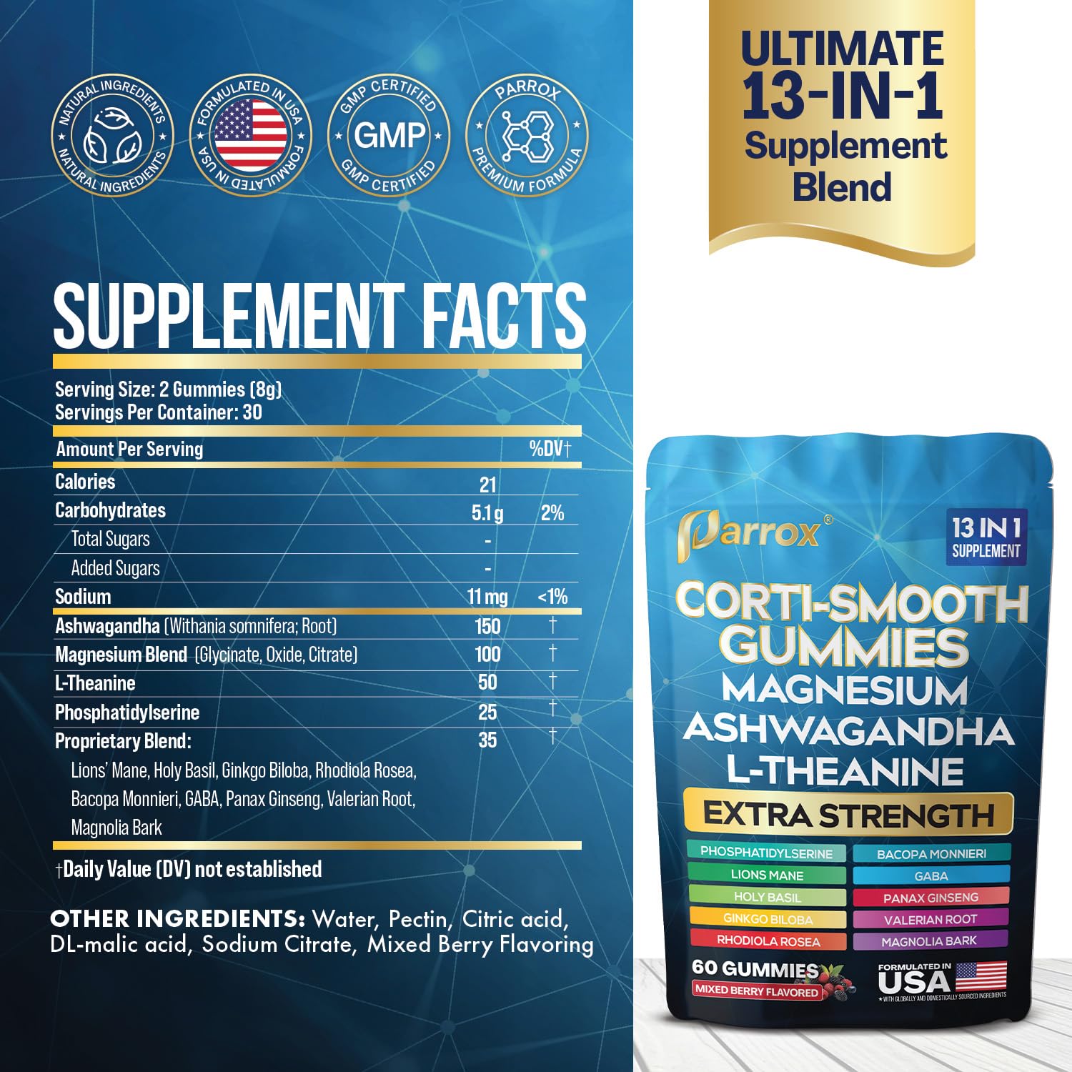 Parrox Corti-Smooth: gomme mélange-fruits, saveur agréable pour une collation.