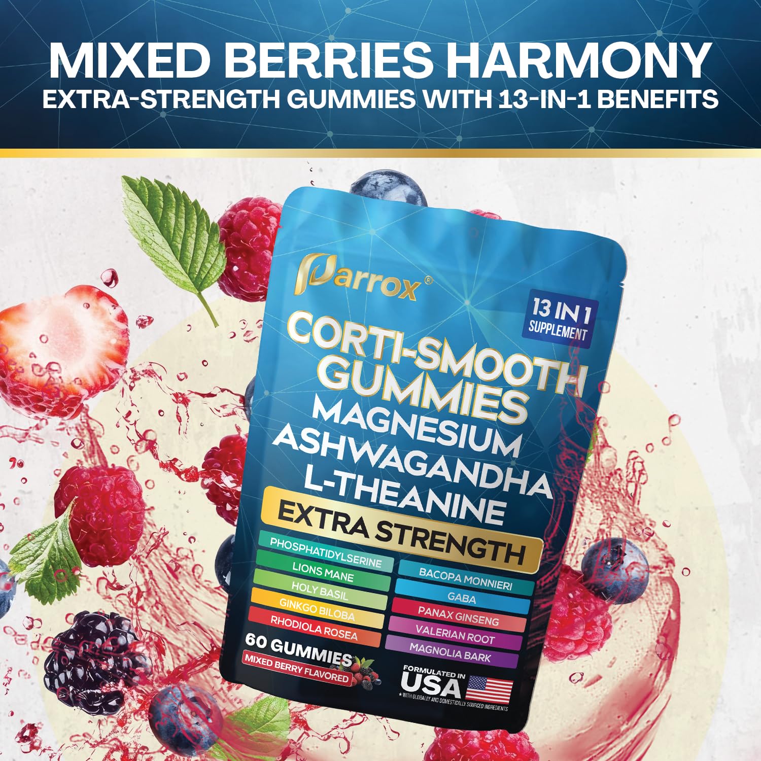 Parrox Corti-Smooth Gommes mélange botanique équilibré et nutriments clés.