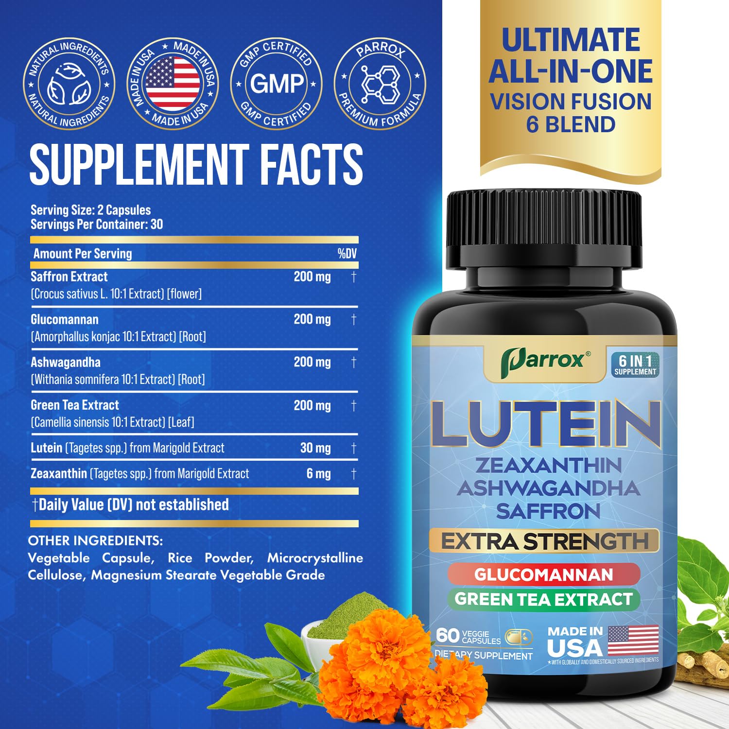 Parrox extraits Safran et Ashwagandha, soutien antioxydant.