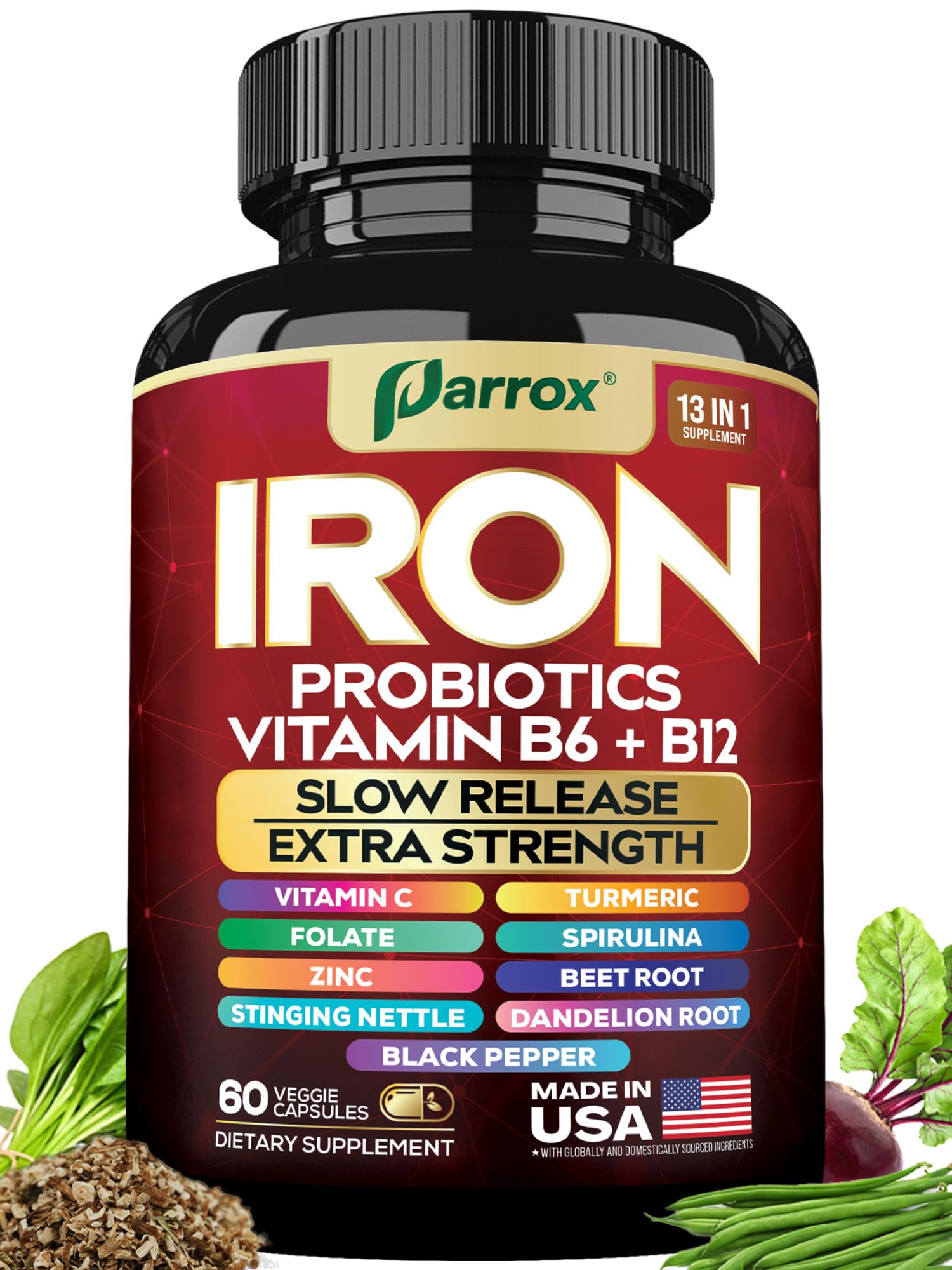 Parrox fer élémentaire en bouteille, soutien nutritionnel durable.