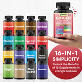 Parrox Gingembre 16-en-1 avec chlorophylle, couleur naturelle et énergie légère.