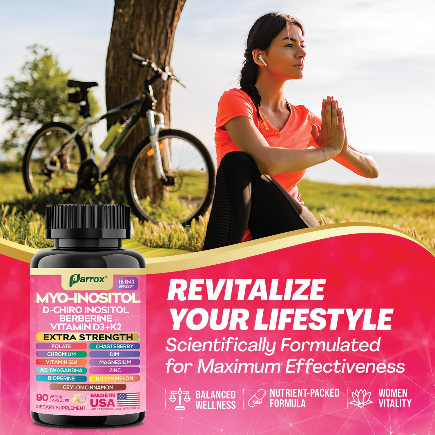 Ouverture facile de la bouteille Parrox Myo-Inositol.