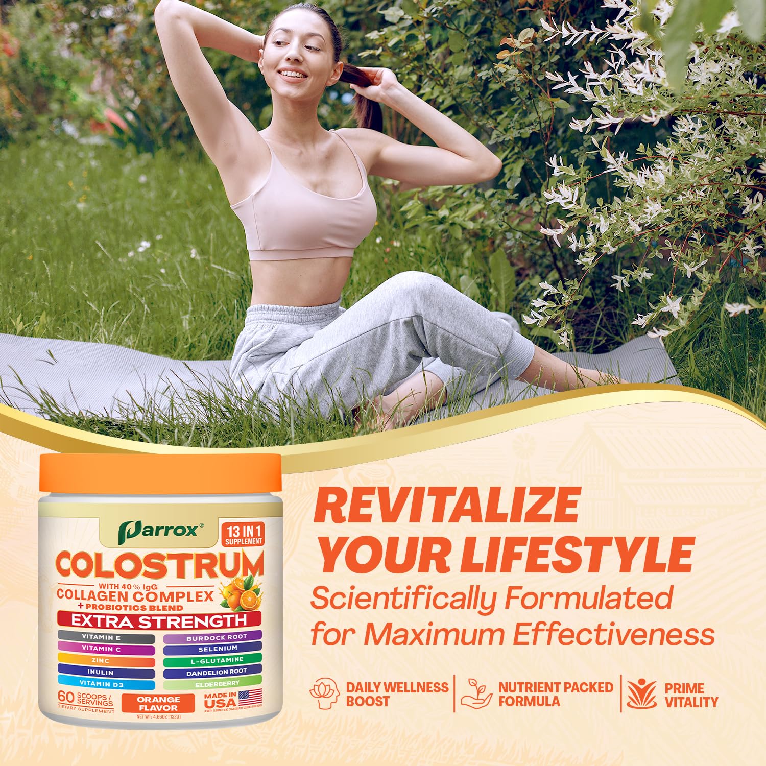 Vitamines C, E et D3 de Parrox pour l’apport quotidien.