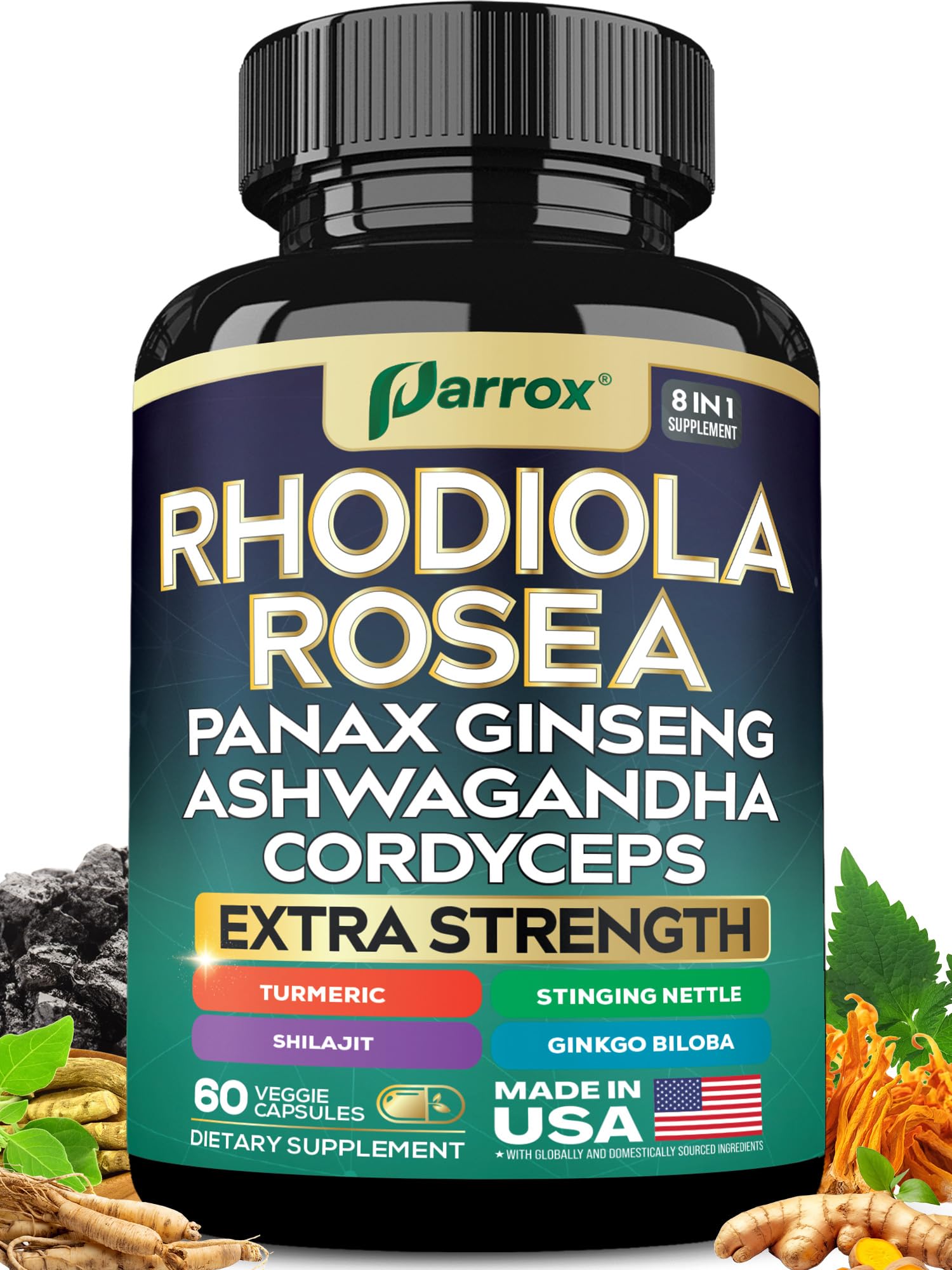 Parrox Rhodiola Rosea – flacon prêt pour énergie et concentration quotidiennes
