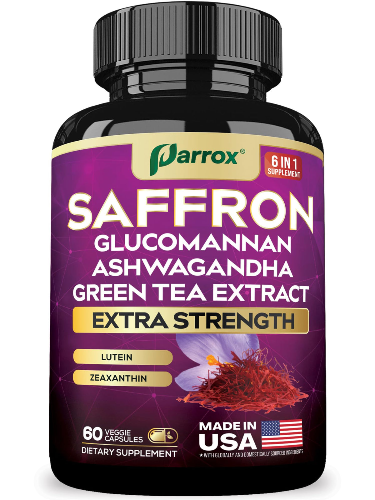 Parrox Safran : bouteille de gélules prête pour une routine quotidienne.