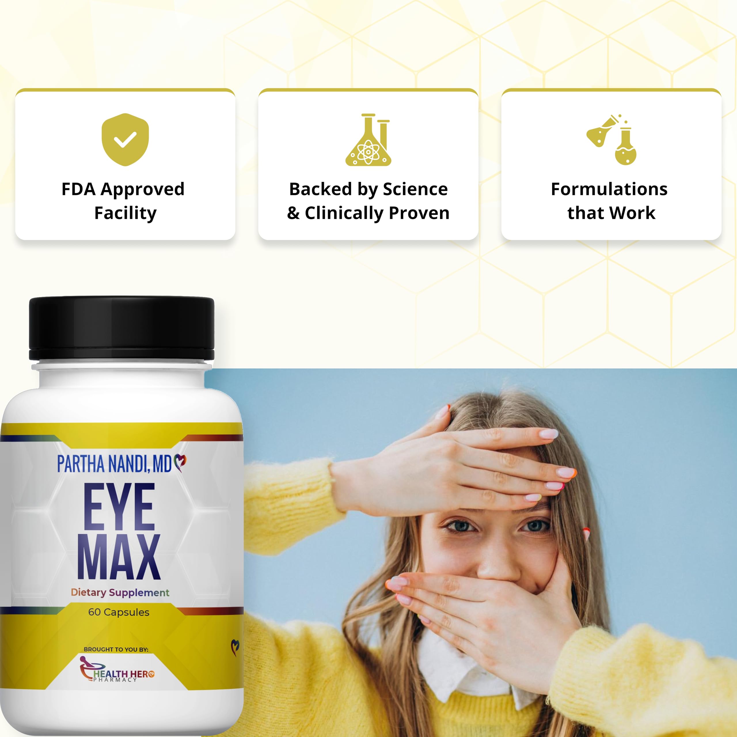 Partha Nandi Eye Max: ingrédients vegan et non-GMO, formule propre.
