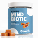 MindBiotic Partha Nandi : bouteille caramel cannelle pour soutien cerveau et digestion.