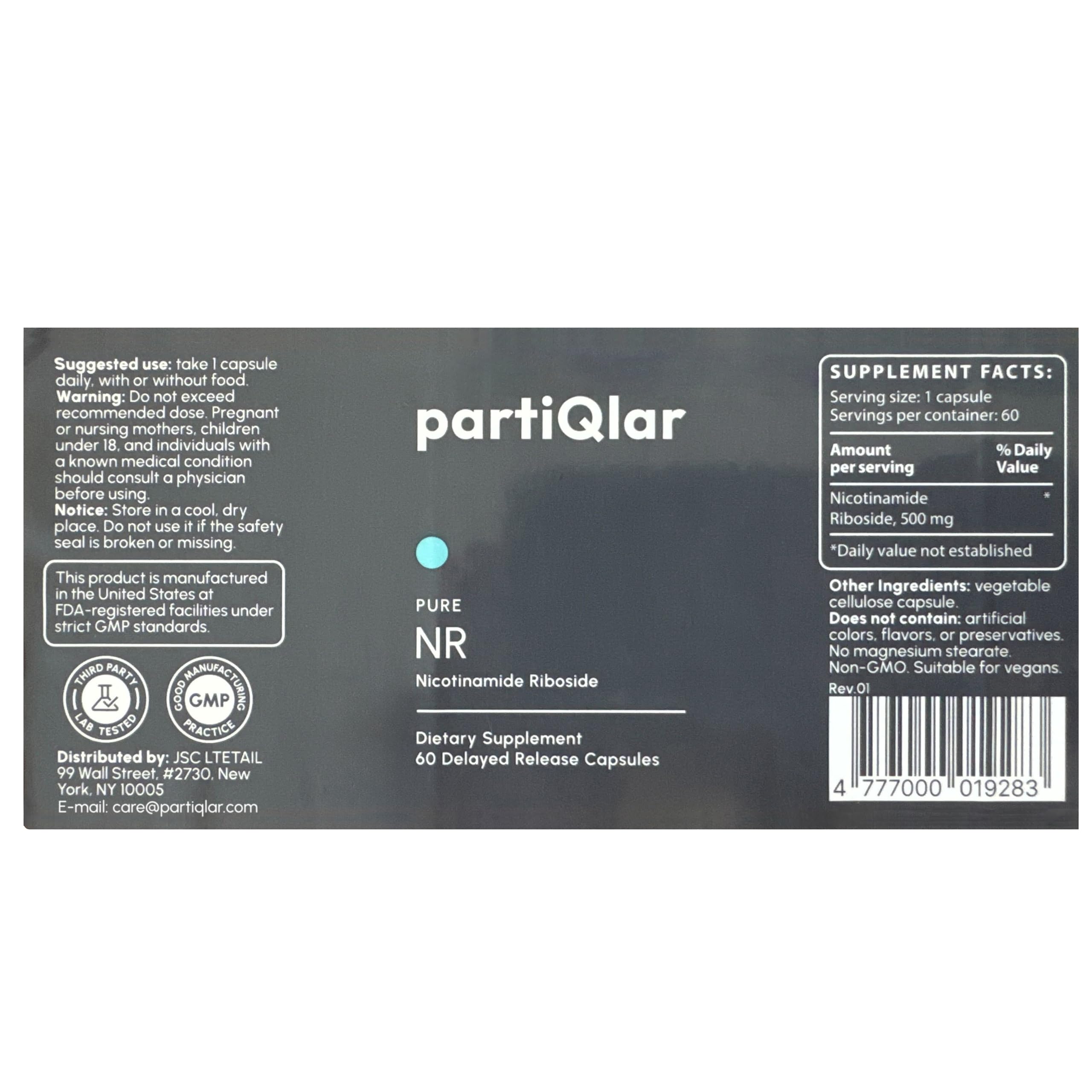 Capsules PartiQlar 500mg en gros plan pour une énergie soutenue.