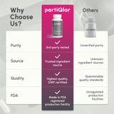 PartiQlar Pure L-Glutathione 500mg – Usage quotidien potentiel pour le soutien général.