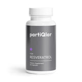 PartiQlar Trans‑résvératrol sur bouteille montrant la pureté et le design du produit.