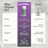 Dosage quotidien PartiQlar Trans‑résvératrol, insertion facile dans la routine.