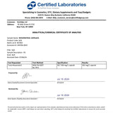 Emballage PartiQlar Trans‑résvératrol, symbole végan et packaging durable.
