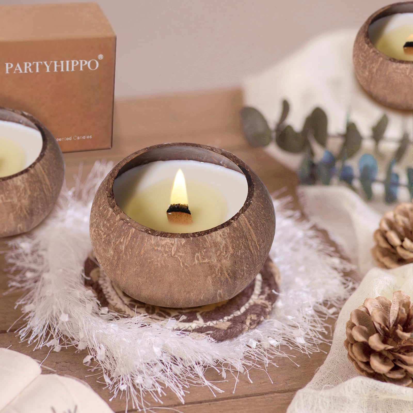 Bougie PARTYHIPPO ambiance-relaxation, idéale pour méditation et moments de calme.