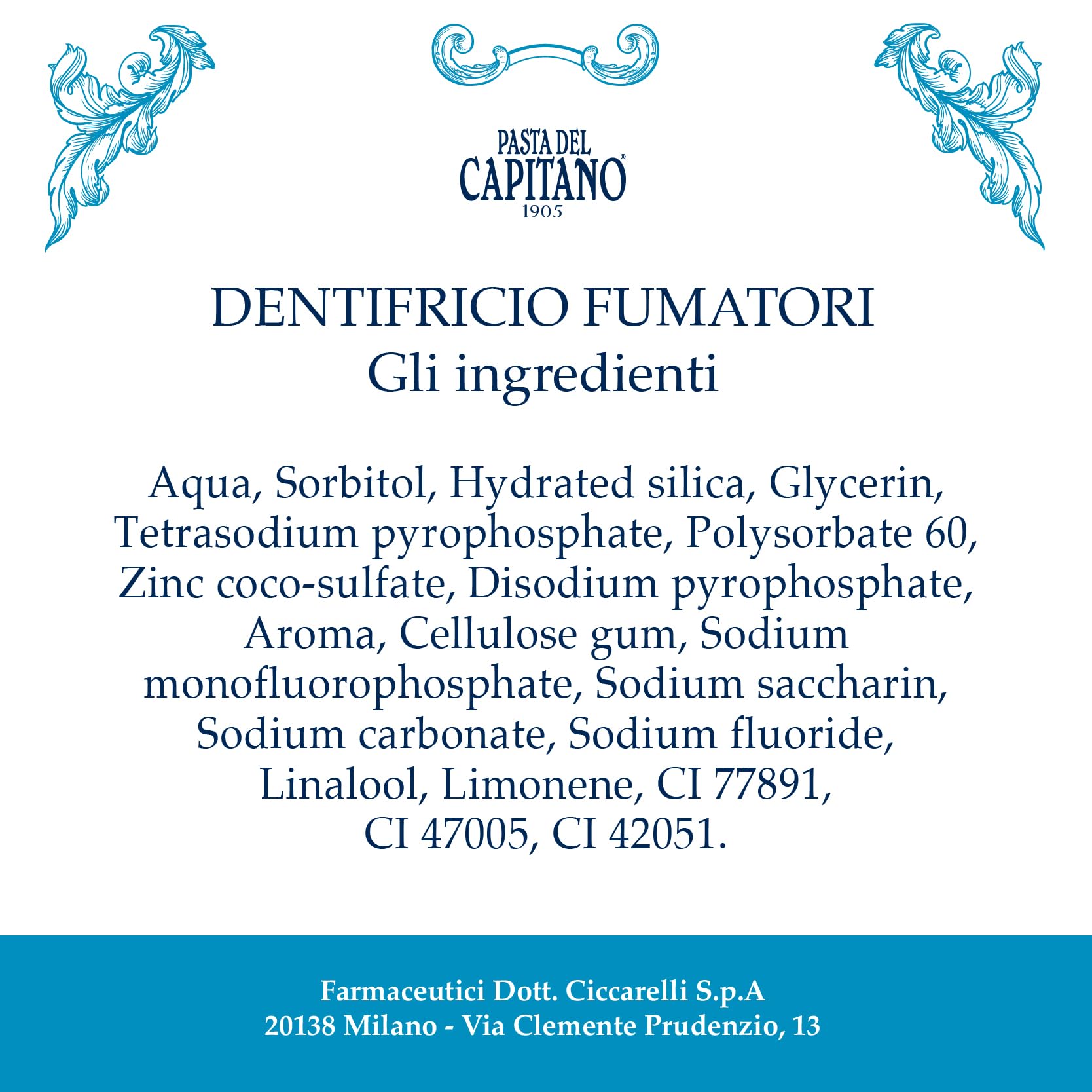 Pasta del Capitano 1905 design épuré et sans SLS.