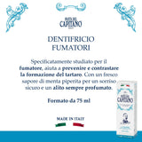 Dentifrice Pasta del Capitano 1905 fumeurs—tube ouvert et menthe rafraîchissante.