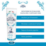 Dentifrice Pasta del Capitano 1905 emballage élégant sur étagère.