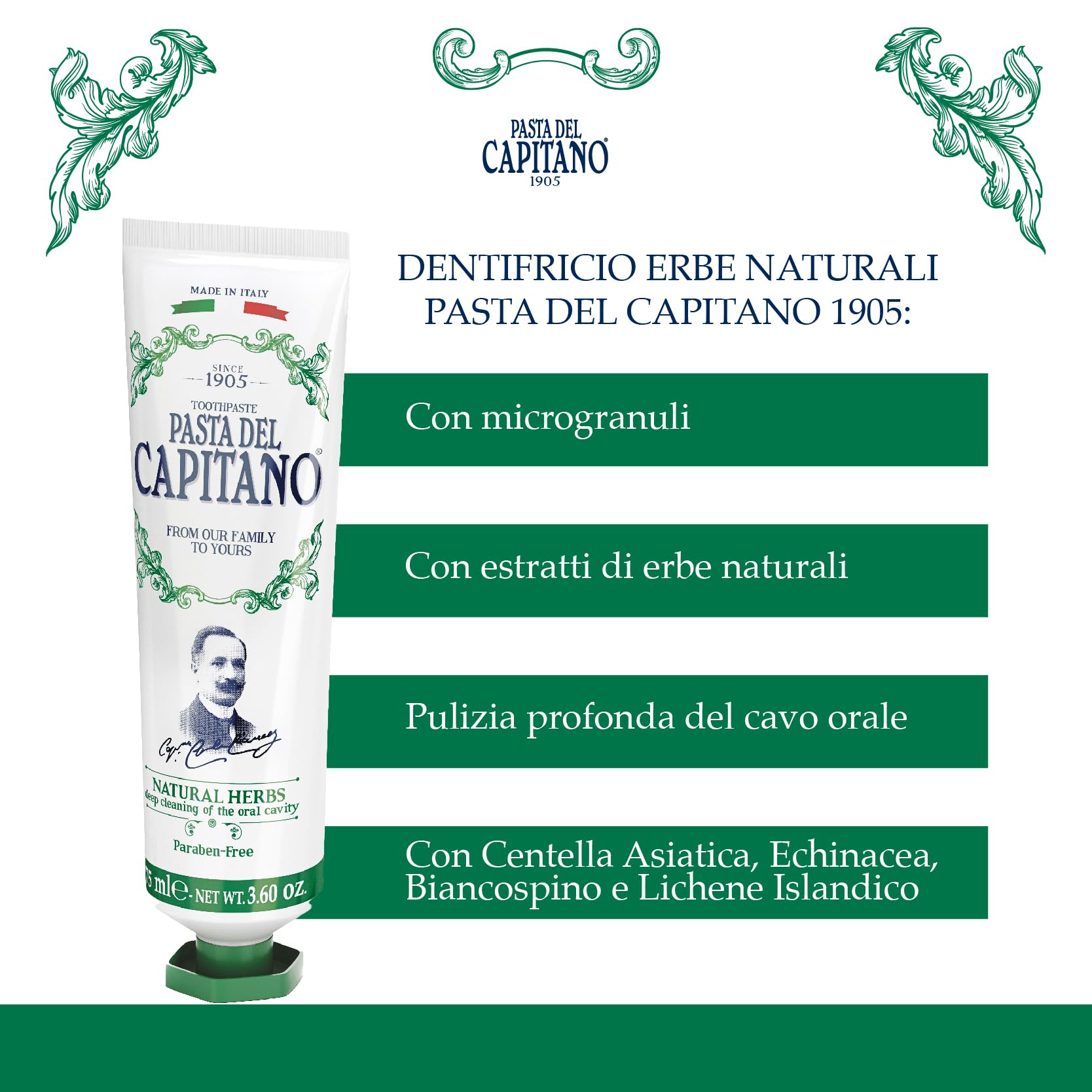 PASTA DEL CAPITANO 1905 Échinacée extrait, composant végétal naturel.