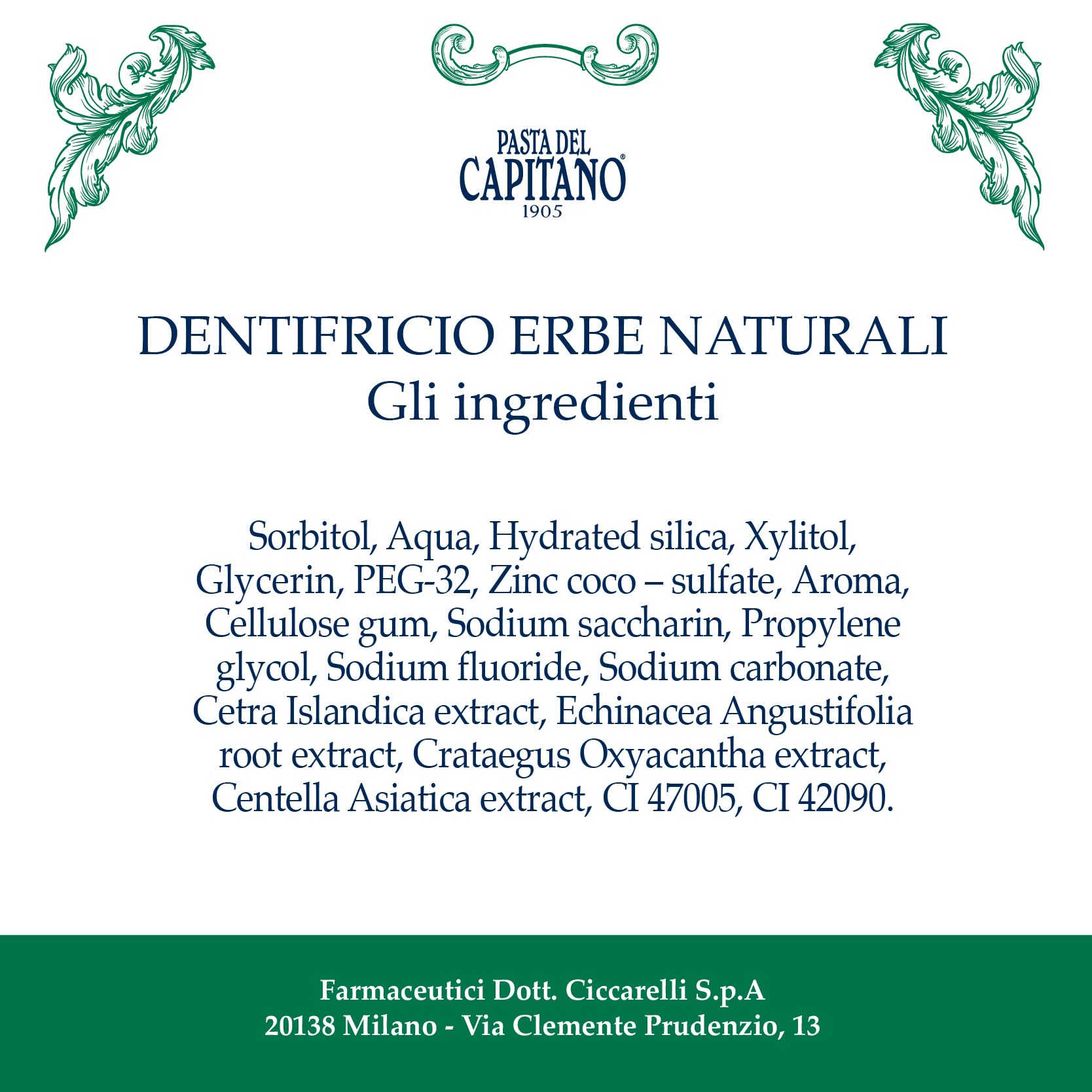 PASTA DEL CAPITANO 1905 Emballage sans parabenes, choix sûr et durable.