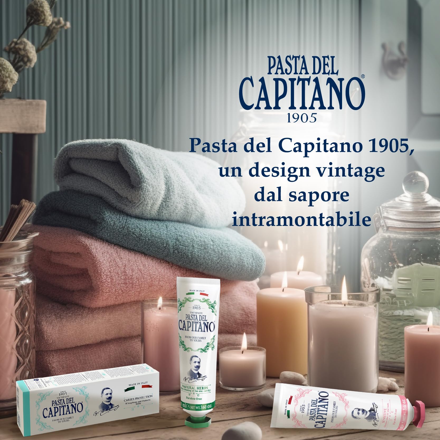PASTA DEL CAPITANO 1905 Texture dentifrice crème, application douce.
