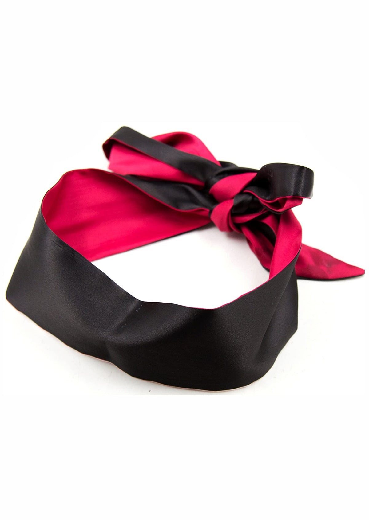 Masque Pastos: face avant en satin rouge, douceur pour la peau et confort nocturne.