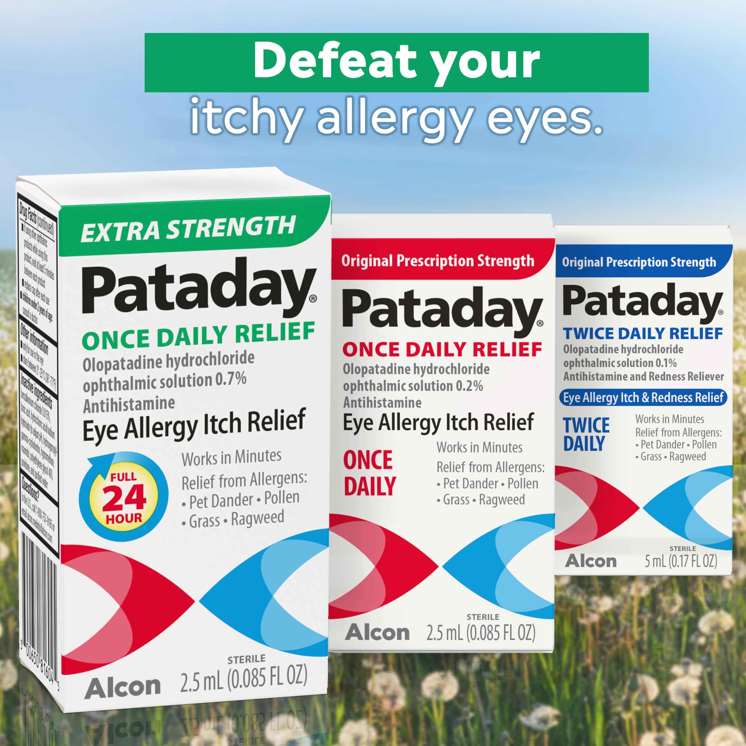 Pataday: formule avec ingrédient prescrit pour les allergies oculaires.