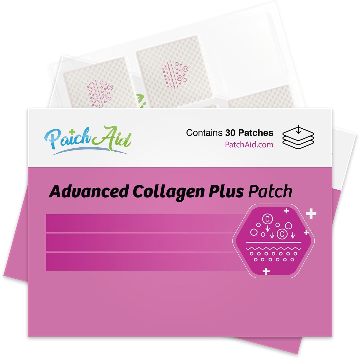 PatchAid collagène plus – boîte pratique pour rangement facile.