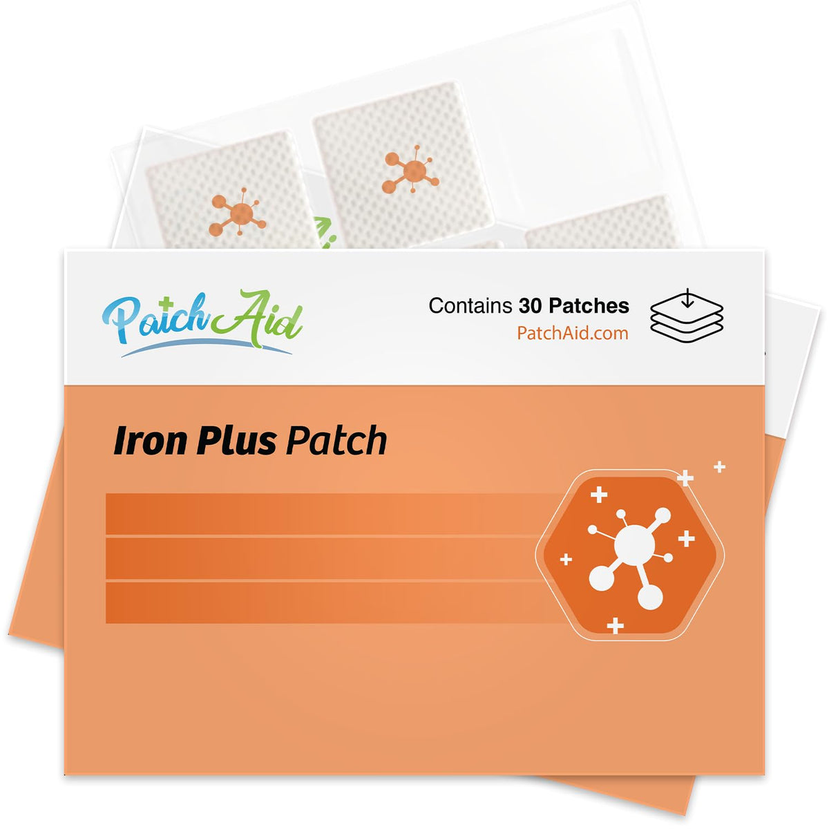 PatchAid Iron Plus sur le dos, patch discret et confortable pour une utilisation quotidienne.