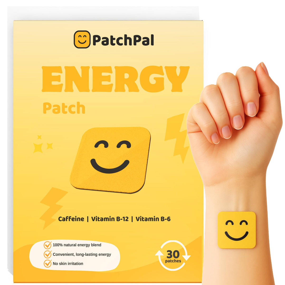PatchPal : epingle cafeine naturelle — énergie durable et discrète pour toute la journée.