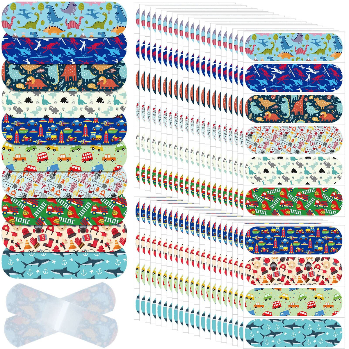Bandages Patelai pour enfants avec motif dinosaure, faciles à poser pour petites coupures.