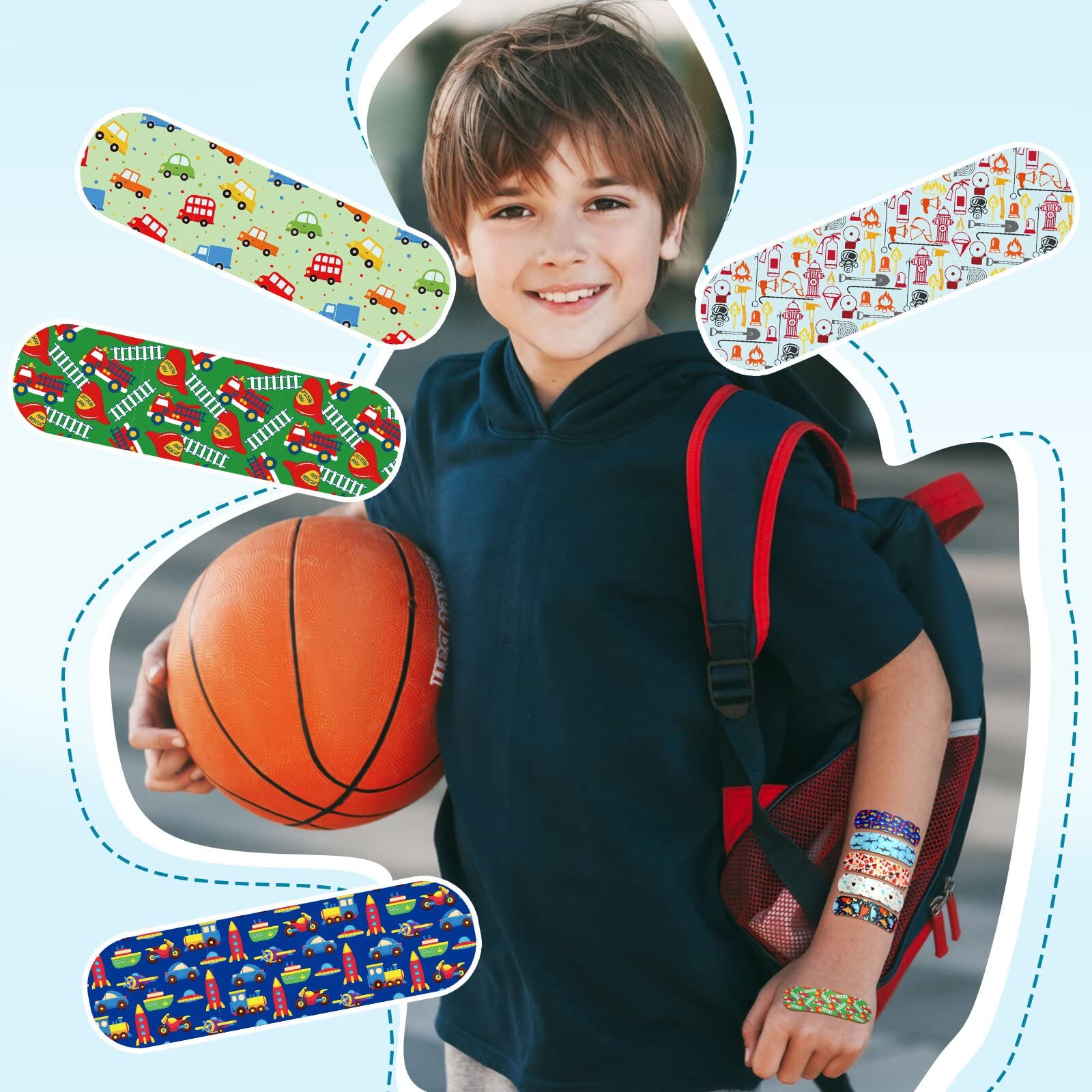 Bandages Patelai colorés et variés, réconfortent les enfants après une blessure mineure.