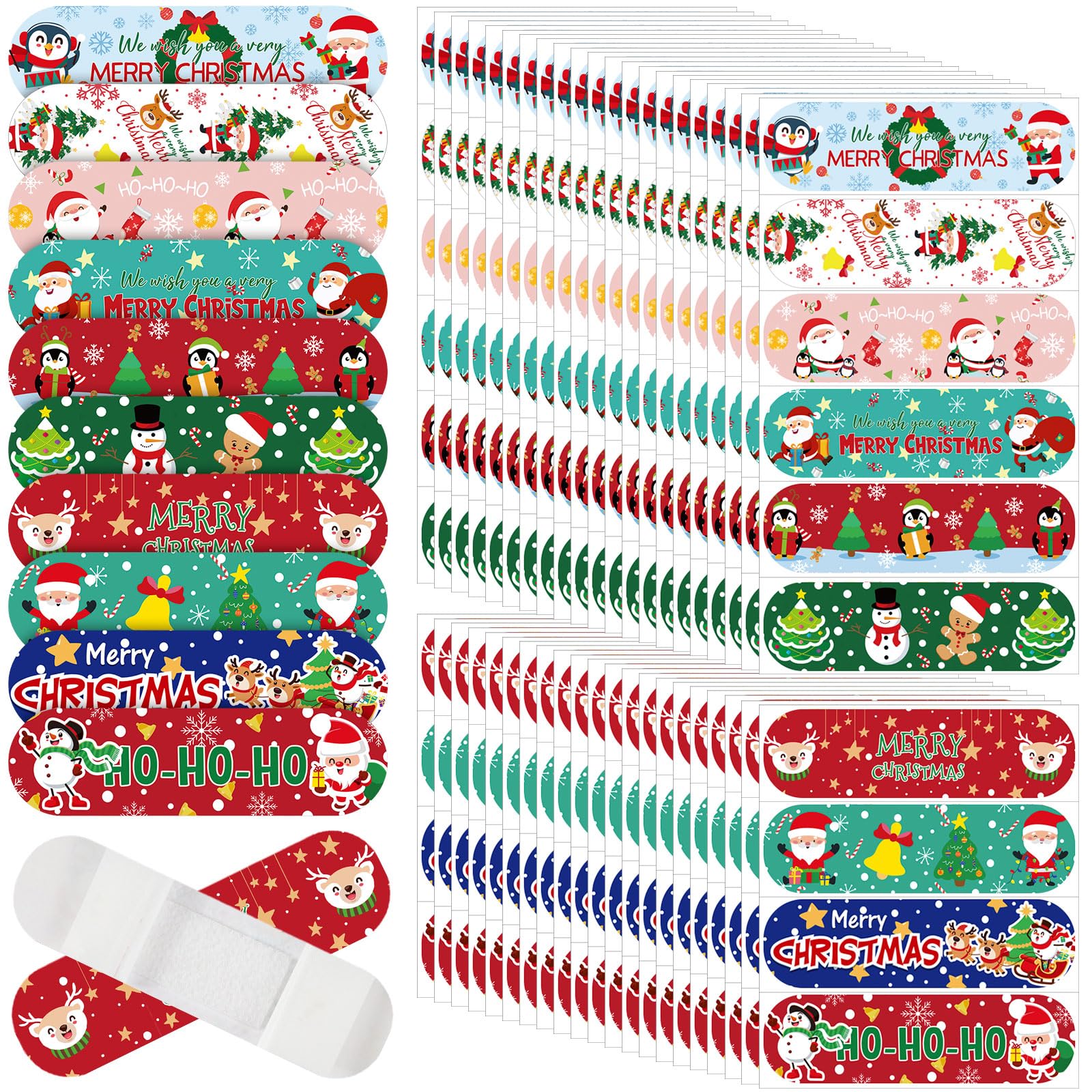Pansements Patelai Noël pour enfants, motifs cartoon, protection rapide des petites coupures mineures