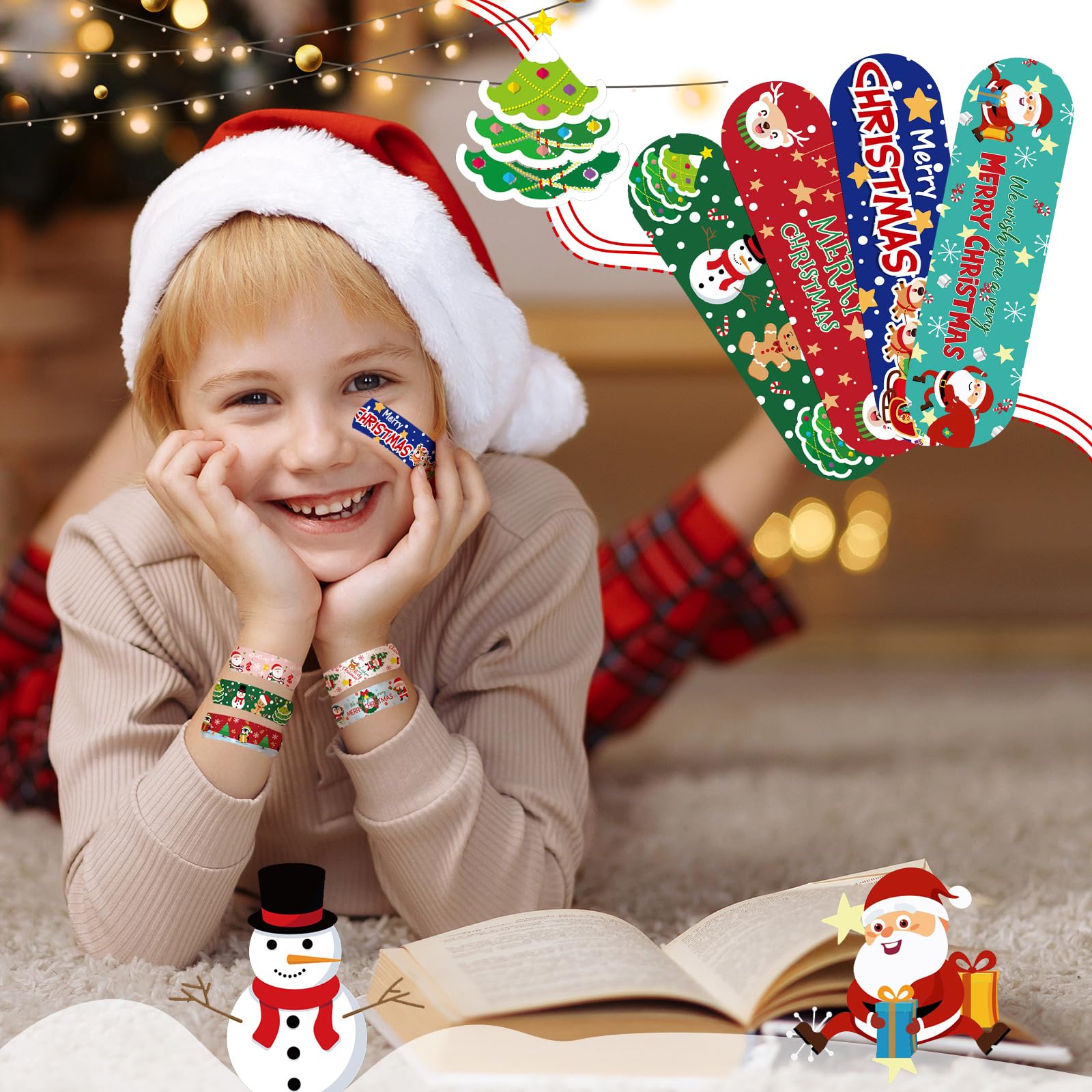 Pansements colorés Patelai Noël, design cartoon rassurant pour enfants après blessure