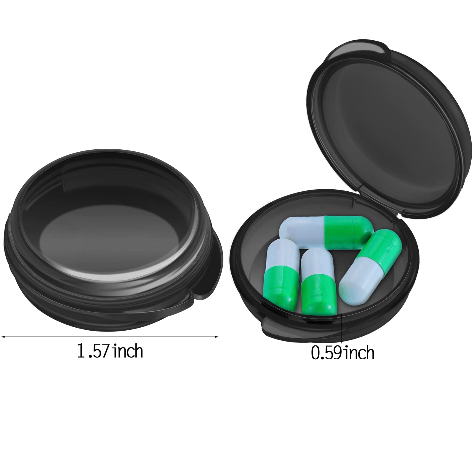 Patelai boîte pilules transparente noire, couvercle translucide pour repérer les pilules rapidement.
