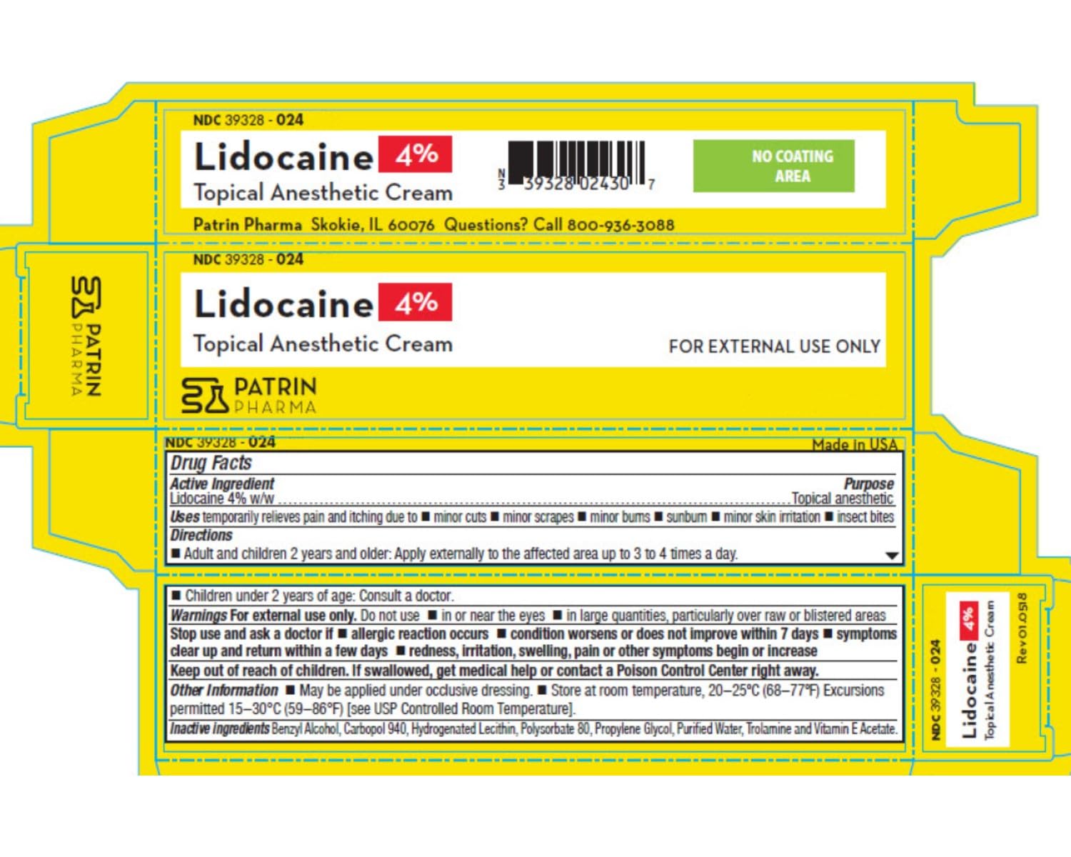 Boîte 15 g Patrin Pharma lidocaïne: format pratique à emporter