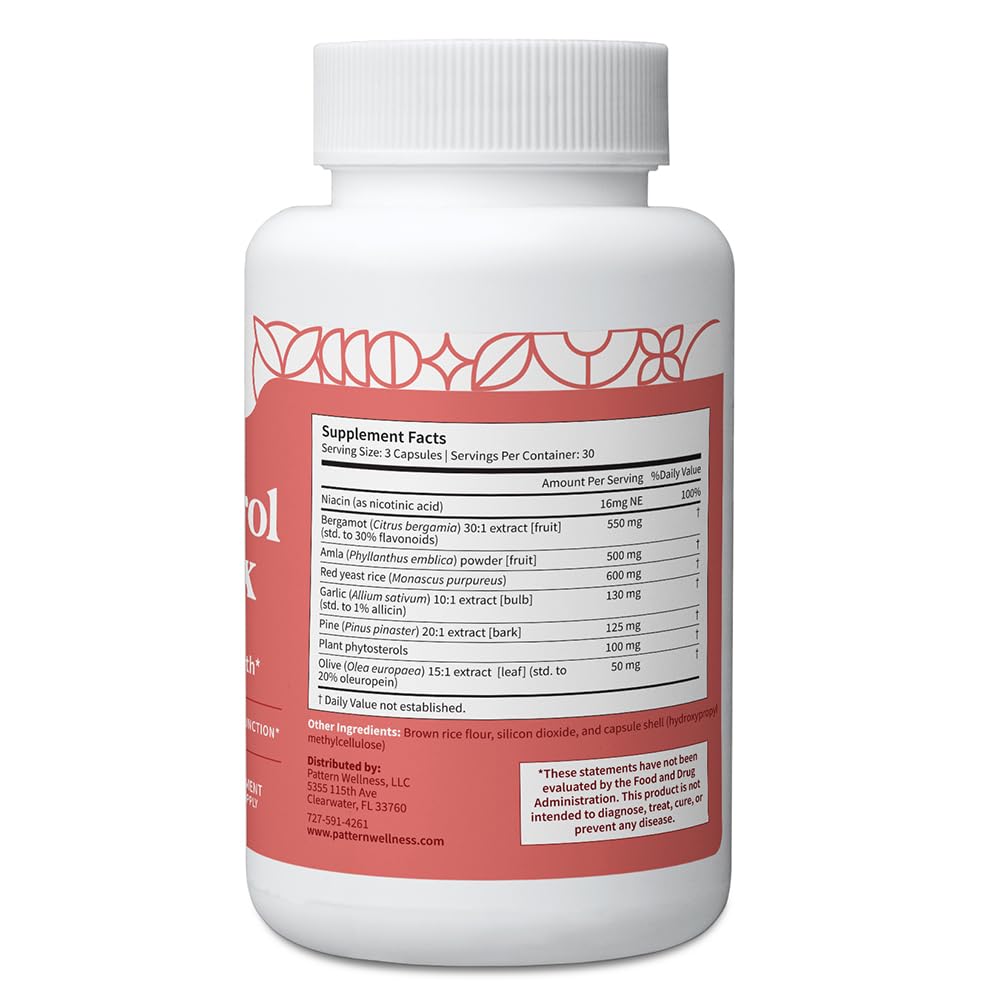 Pattern Wellness Cholesterol Complex – emballage clair, étiquette lisible pour une prise simple.