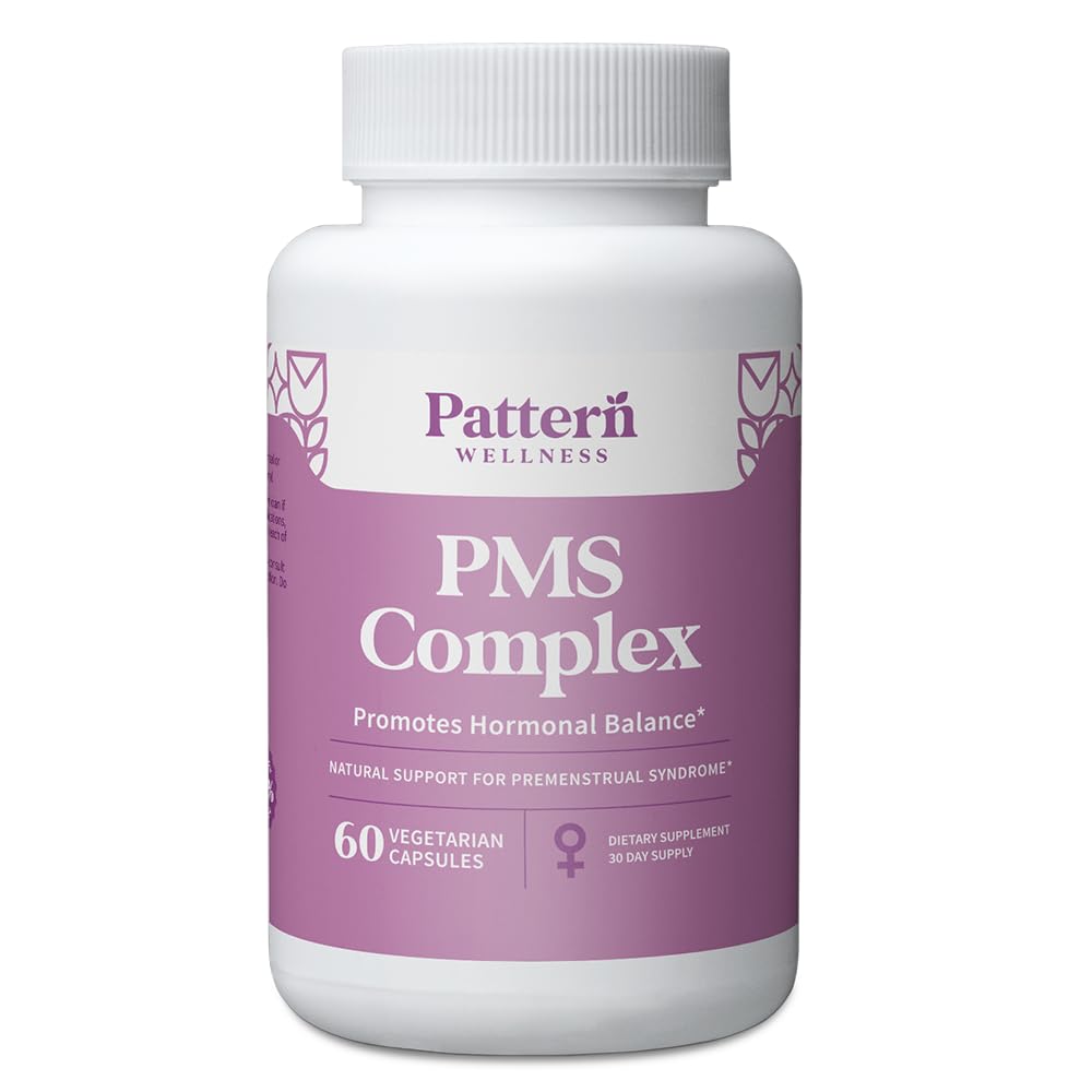 Pattern Wellness PMS Complex: bouteille de 60 capsules vegan pour soutenir le cycle féminin.