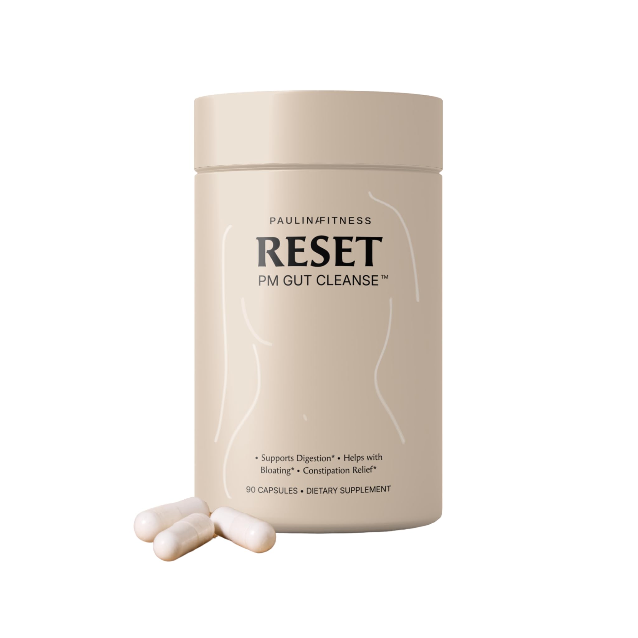 Bouteille Paulina Fitness Reset prête pour la nuit, soutien digestif potentiel.