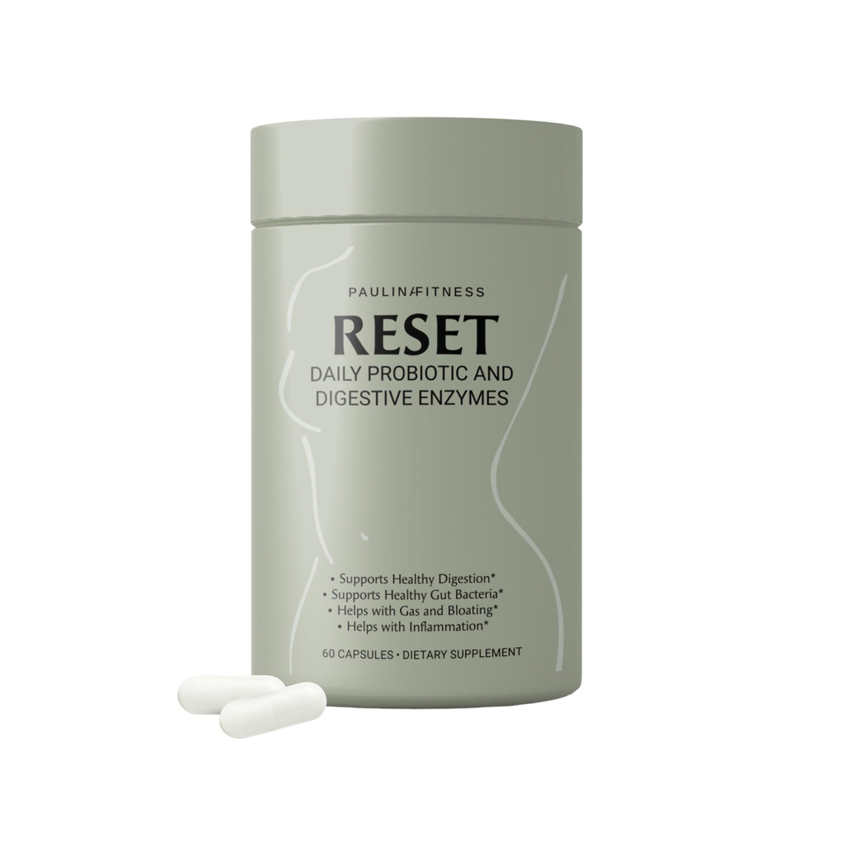 Paulina FITNESS Reset Daily: flacon et capsules, soutien digestif quotidien