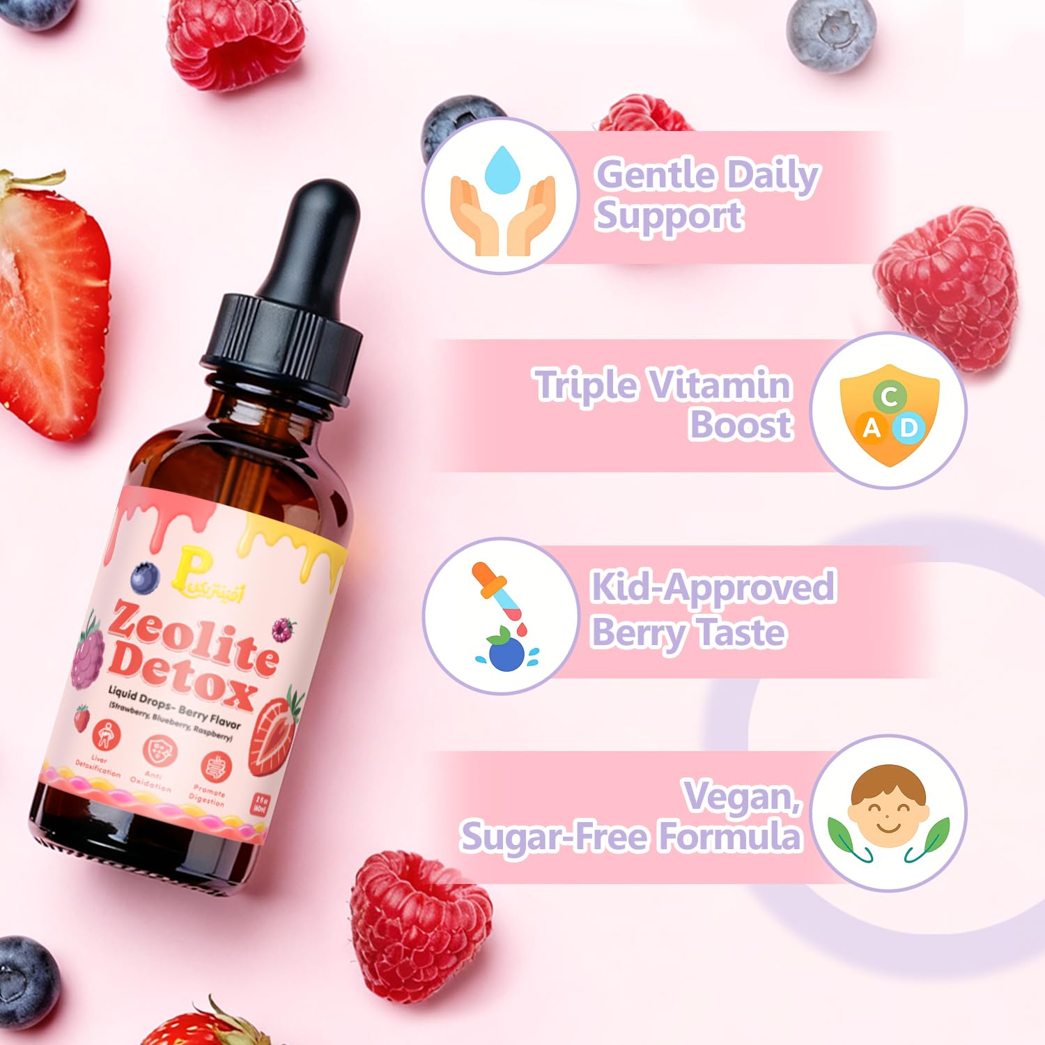 Pavintrix Zeolite Détox – étiquette goût fruits rouges idéal pour enfants