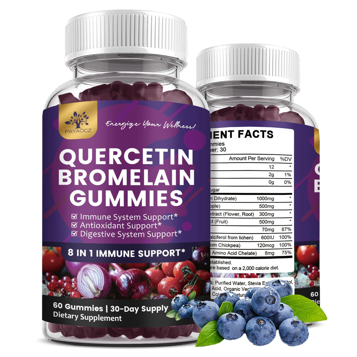 PAYAOCZ Gummies Quercétine - emballage clair et dosage pratique