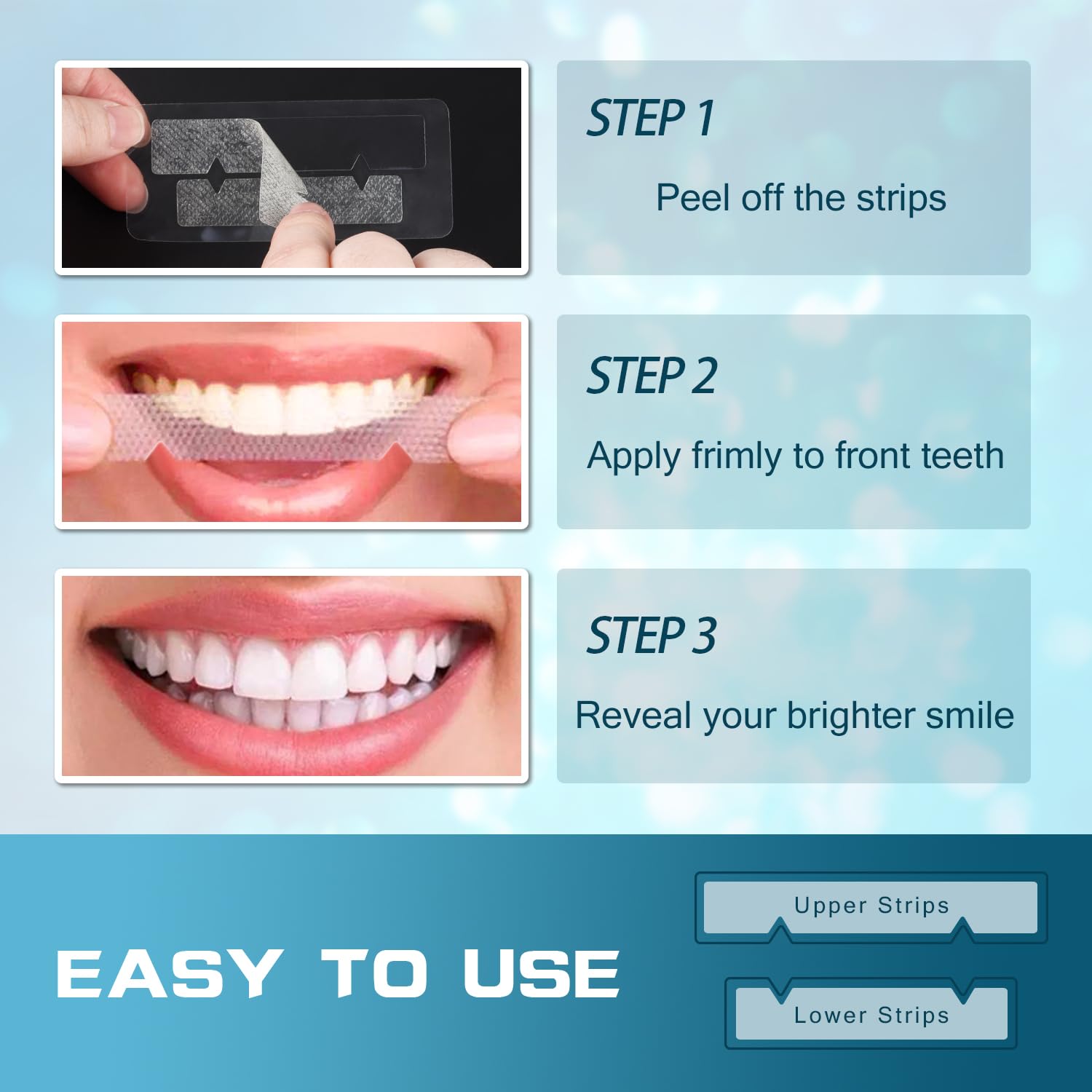 Pdoo bandes-blanchiment-dents pack de 28 bandes pour un soin complet.