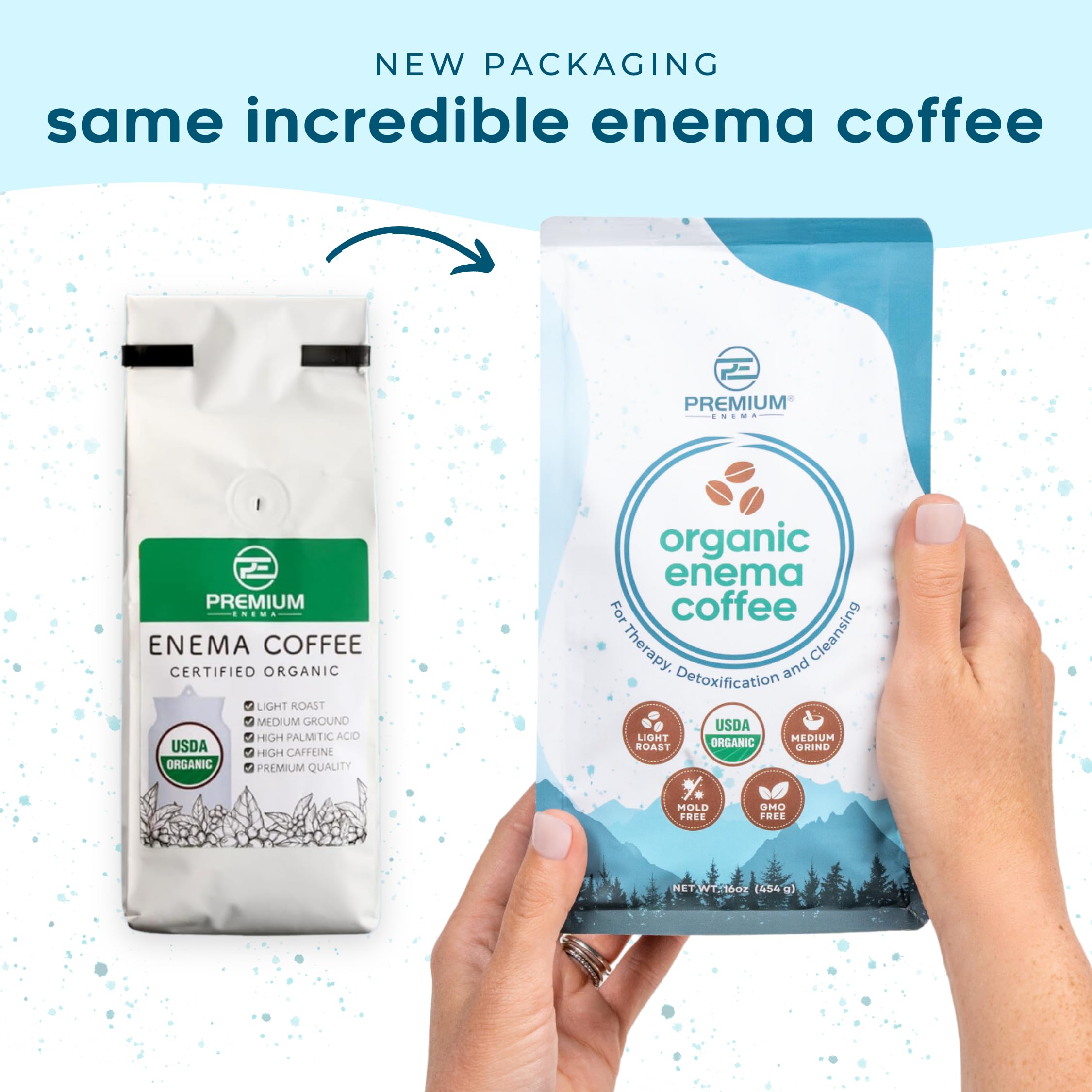 PE Premium Enema Café biologique préparation et versement faciles pour votre rituel.