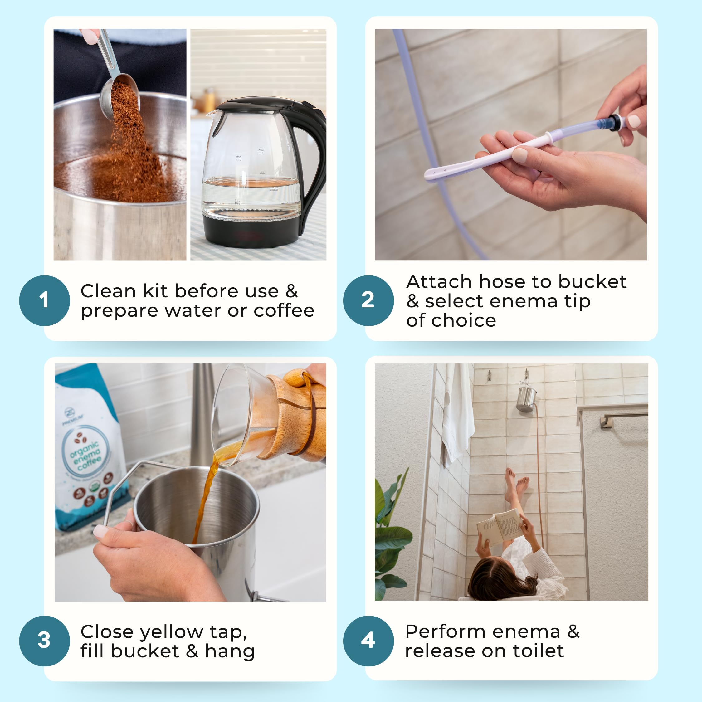 PE Premium Enema, entretien facile grâce à l’intérieur lisse et aux pièces détachables.