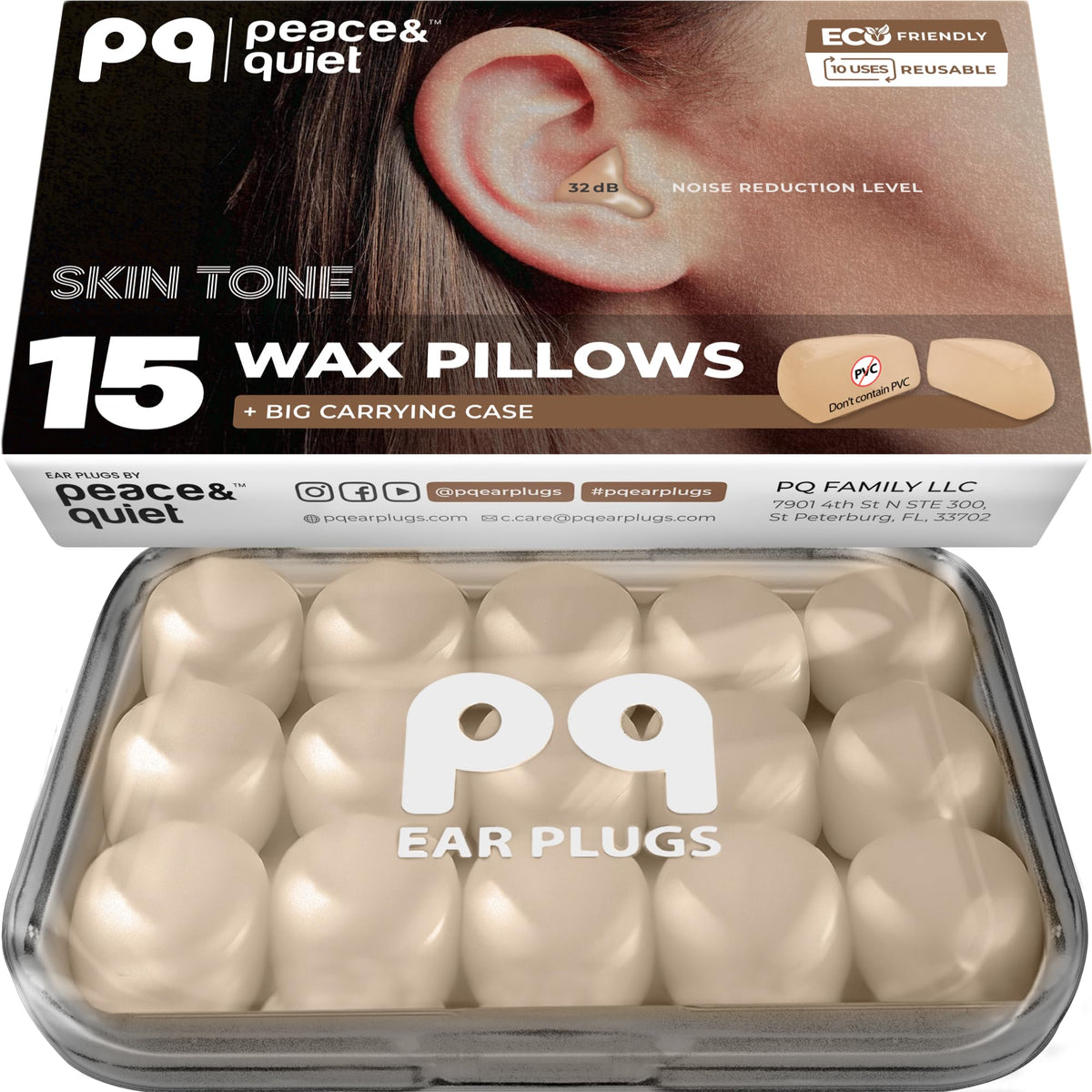 Bouchons Peace&Quiet PQ en silicone pour dormir, isolation phonique.