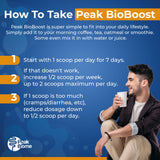 Peak Biome Peak BioBoost – préparation dans une boisson chaude du matin.
