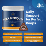 Peak Biome Peak BioBoost – étiquette claire sans gluten, sans soja ni produits laitiers.